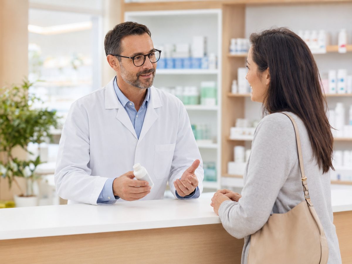 Friendly pharmacist consultation at Apple Pharmacy